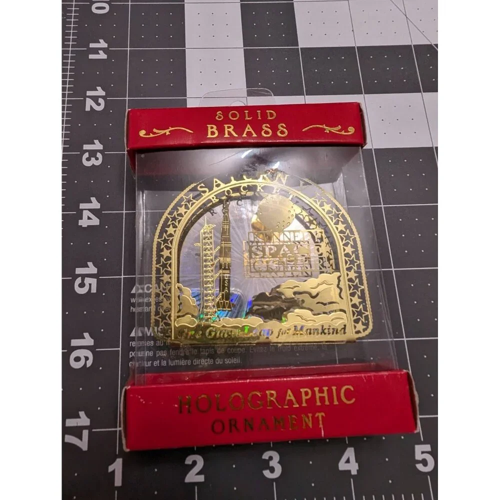 Kennedy Space Center Saturn V Holographic Solid Brass‎ lazer cut ornament sealed